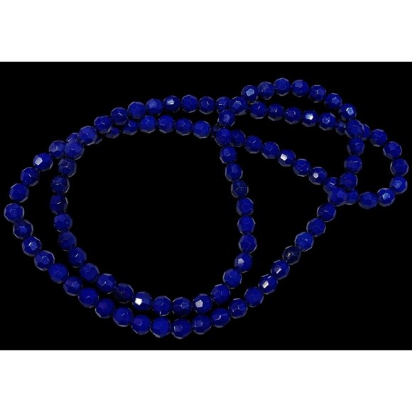 Dark Elegant Blue Faceted Glass Beaded Necklace - Picture 1 of 6